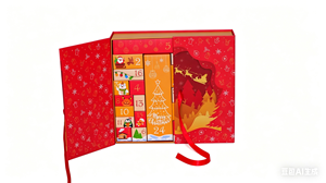 Boîte de calendrier de l'avent de Noël personnalisée avec ruban rouge, boîte cadeau compte à rebours de 24 jours, OEM disponible - Product Image 3