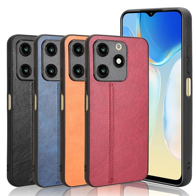 Suture Design Retro PU Leather Phone Case for Itel A70 4G 6.6" Matte Back Cover Protection case