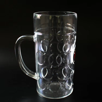 Tasse à vin transparente en plastique polystyrène classique de 2 pintes/1 litre avec capacité de 1000ml