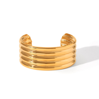 Bracelet ouvert en acier inoxydable plaqué or 18 carats, anti-décoloration, en acier titane de haute qualité pour femme