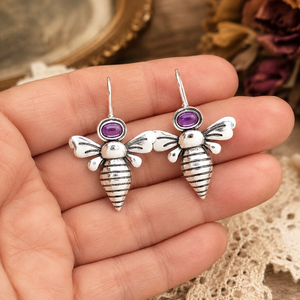 Orecchini a forma di ape viola per donna, stile vintage naturale, accessori per l'orecchio da indossare tutti i giorni - Product Image 4
