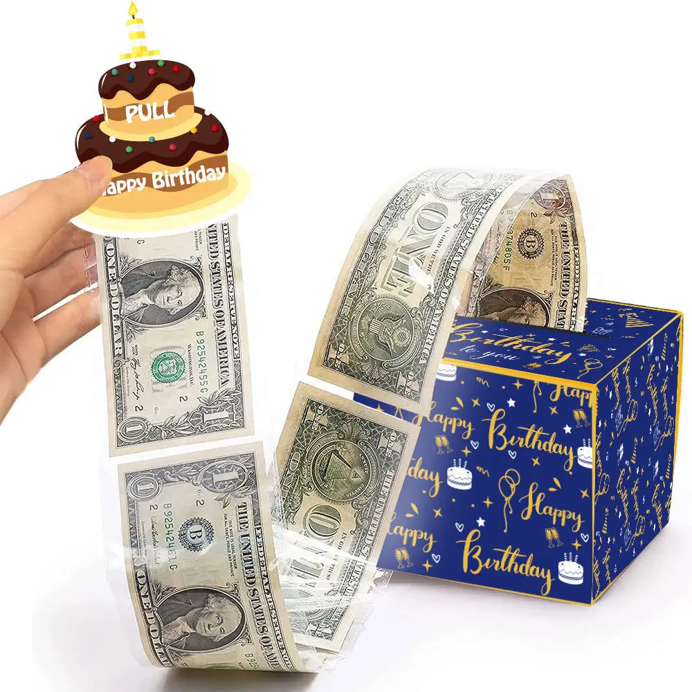 Kotak uang kejutan selamat ulang tahun untuk hadiah uang tunai tarik ide hadiah ulang tahun DIY set uang kotak tarik untuk uang tunai