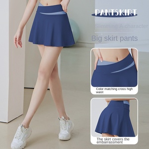 Venta al por mayor de pantalones cortos para correr con logotipo personalizado 2 en 1 Mujeres Tenis Falda Tenis Traje Pantalones cortos plisados Mujeres - Product Image 4