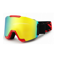 Lunettes de ski anti-buée avec protection nasale Anti-UV OEM personnalisé Lunettes de neige pour myopie Lentilles photochromiques Matériel PC Sangle réglable