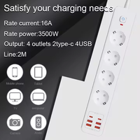 Prise professionnelle fabriquée en usine avec 2 types c et 4 protection contre les surcharges Usb Câble de 2m Bande d'alimentation Eu