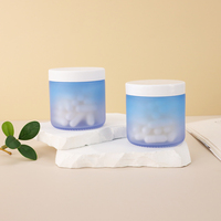 Pot en verre à large ouverture, doré électrolytique, dégradé bleu givré, vide, pour capsules de vitamines, comprimés et compléments alimentaires