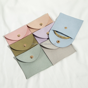 8x8cm di lusso in microfibra borse per gioielli per <span class=keywords><strong>orecchini</strong></span> collana in pelle scamosciata busta con bottone portagioie piccolo <span class=keywords><strong>sacco</strong></span> di cristallo - Product Image 1