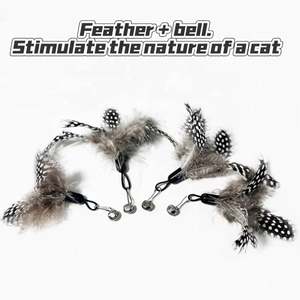 Entrega Rápida: Juguete para Gatos con Varita de Madera CFA, Plumas y Campana, Cabezal de Repuesto Extraíble y Duradero, Juguete para Rascar para Gatos - Product Image 3