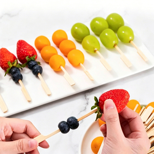 Brochettes jetables portables en bambou antiadhésives résistantes à la chaleur à long manche pour barbecue, grillades au <span class=keywords><strong>charbon</strong></span> de bois, viande facilement préparée - Product Image 1