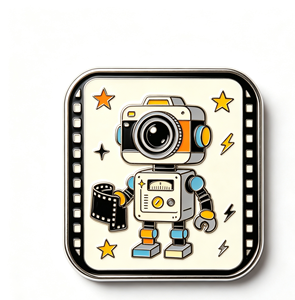 Robot Camera Enamel <b>Pin</b> Metal Craft <b>Badge</b> Rectangle Shape Art Collectible Mascot Design Electroplated Zinc Alloy - Product Image 4