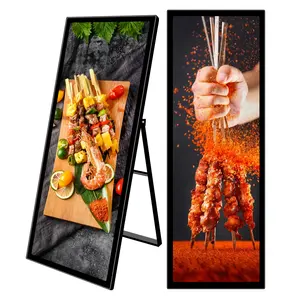 Floor stand folding digital signage full screen Bar long Advertising player with 75 or 70 inch display size