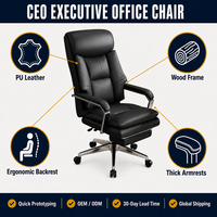 Chaise de bureau en cuir PU robuste ALINUNU ODM OEM pour bureau, chaise de direction avec repose-pieds