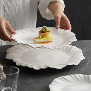 Platos de Cena Elegantes con Relieve Estilo Nórdico, Platos Blancos para Servir de Varios Tamaños, Vajilla Versátil para Banquetes y Catering de Hotel - Product Image 2