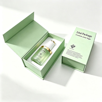 Bouteilles en verre vides pour huile faciale de 30 ml, personnalisées, vert foncé, flacon de sérum de 1 oz avec compte-gouttes à bouton-poussoir, flacon de sérum en verre avec boîte
