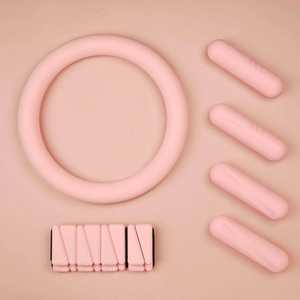Custom New Adjustable Yoga Gym Accessories Women pink <b>Stretch</b> Fabric Resistance Band Pilates <b>Ring</b> High Quality Core Sliders Set - Product Image 6