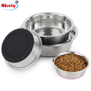 Mangkuk anjing Stainless Steel, mangkuk anjing makanan dan air anti selip sol karet tahan karat untuk anjing Medium - Product Image 1