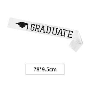Banda de Satén Blanca para Graduación DAMAI con Letras Negras, Decoraciones para Fiesta de Graduación, Felicitaciones Graduado 2025, Celebración - Product Image 3