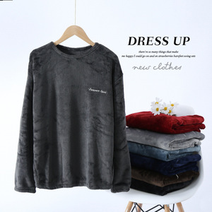 <span class=keywords><strong>Pigiama</strong></span> da <span class=keywords><strong>uomo</strong></span> in pile corallo autunno/inverno, set completo in flanella spessa, tinta unita, con pullover e pantaloni, abbigliamento da casa caldo e foderato in pile - Product Image 3
