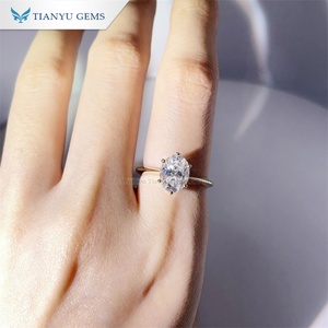 Tianyu Gems classique unisexe coupe ovale Moissanite bague en diamant plaqué or pur pour mariage fiançailles anniversaire cadeau fête - Product Image 2
