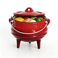 Nouveau Potjie Pot en fonte émaillée, chaudière à trois pieds, cocotte hollandaise pour camping en plein air et cuisine domestique, en métal durable