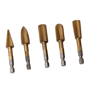 5pc High Speed Steel Rotary Woodworking Files 6.35mm Hex Shank Taper Shape For Carpentry - Product Image 1