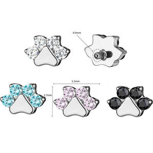 10 Uds MOQ titanio G23 pendientes Piercing <span class=keywords><strong>espiral</strong></span> chapado <span class=keywords><strong>en</strong></span> oro aleación cuerpo Piercing joyería gato pata impresión diseño hilo externo - Product Image 2