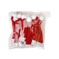 Mini chapeaux de Noël décoratifs, accessoires, housses pour couteaux et fourchettes de Noël, manchons pour bouteilles de vin, anneaux de serviette, capuchons en tissu polaire, Chine