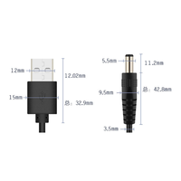 Kabel USB ke 5V DC 5.5 X 2.1mm Kabel Daya DC USB Male ke Konektor Barrel 5521
