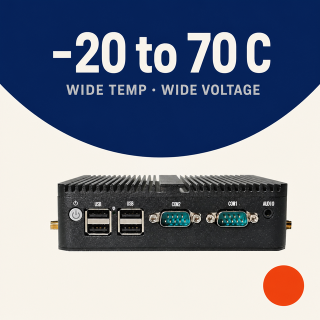 YCT Industrial Mini PC Fanless J4125 Dual NIC Embedded for VGA 2 COM RS232 Wide Voltage Alloy Chassis Factory Automation