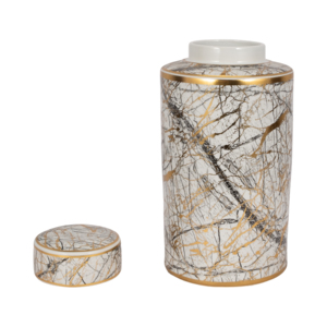 Vaso in ceramica con coperchio, contenitore decorativo per la casa, soggiorno, camera da letto, bagno, scaffale, decorazione - Product Image 4