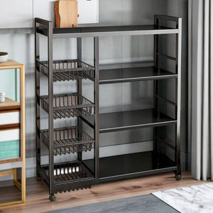Kitchen Storage Rack 4 Layers Carbon Steel Wire Mesh Basket Multi Purpose Mobile Shelf for Kitchen Living Room - Product Image 1