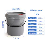 Vente directe d'usine, seau en PP recyclable gris de 10 litres, robuste, avec couvercle et poignée, pour émulsions, peintures, vernis