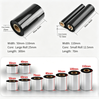 Cinta de Transferencia Térmica Compatible con HP, Tamaño Personalizado, 35m*300M, Resina, Satén, Nailon, para Impresoras de Etiquetas