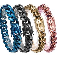 Bracelet Hip Hop à maillons cubains fins en acier inoxydable de 14mm pour hommes avec fermoir en acier galvanisé en titane Bracelets à la mode
