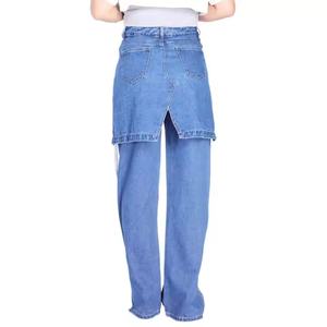 Jeans Baggy de Verano de Alta Calidad, Doble Capa, Diseño Patchwork, Estilo Desgastado, Corte Recto para Mujer - Product Image 6