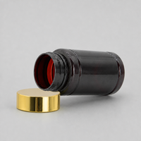 Flacon vide en PET de 100 ml avec bouchon en aluminium doré – Contenant de luxe pour capsules et compléments alimentaires, idéal pour l'emballage de produits de santé