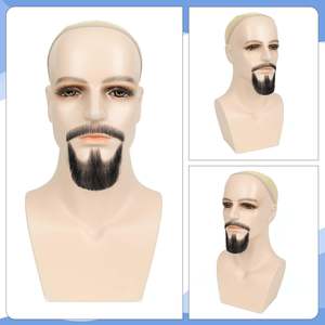 Barbe en cheveux humains, 100% faite à la main, dentelle douce invisible, fausse barbe hautement réaliste, noire, maquillage, cosplay - Product Image 3