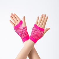 Gants courts en résille style boîte de nuit, plusieurs couleurs, sexy, extensibles, en maille ouverte, en nylon, pour l'été et Halloween, détectables par les détecteurs de métaux