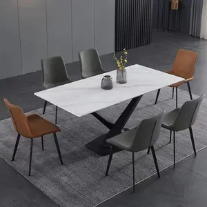 इतालवी आधुनिक तह बढ़ाई फर्नीचर खाने की मेज सेट लक्जरी 6 कुर्सियों sintered पत्थर सिरेमिक संगमरमर खाने की मेज सेट