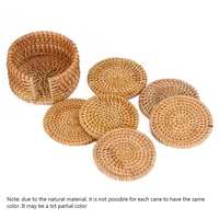 Lot de 6 dessous-de-plat ronds classiques en rotin tressé, faits à la main, écologiques et isolants, pour boissons et tasses