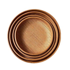 <b>Bamboo</b> Woven Storage Basket Round Handmade Kitchen Food <b>Container</b> Single Tier Neatening Storage - Product Image 5