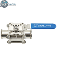 Vanne à boisseau sphérique manuelle à trois colliers en acier inoxydable SS304 SS316L, OEM pour système de refroidissement liquide de centre de données