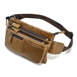 Sac banane bandoulière en cuir pleine fleur véritable avec fermetures éclair de qualité industrielle et sangle réglable - Product Image 1