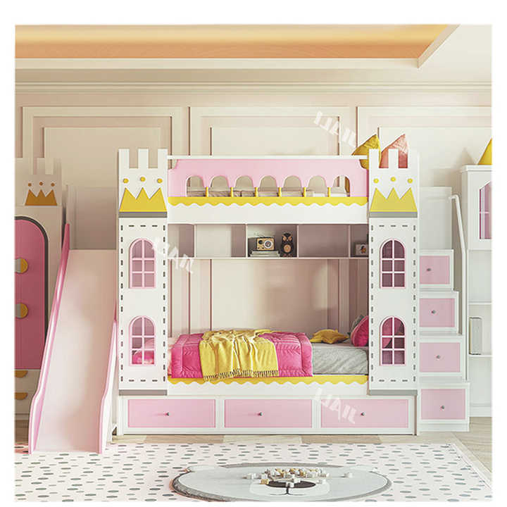 Princess Castle Children Beds Pink Bunk Set for Girls — free download