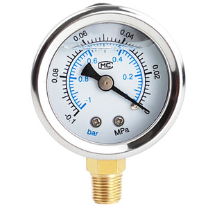 เกจวัดแรงดันน้ำมันเจนีน ราเดียล รุ่น YN-40 -0.1MPa 1บาร์ ตัวเรือนสแตนเลสสุญญากาศ ติดตั้งแนวตั้ง - Product Image 5
