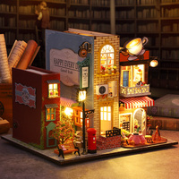 Jouets en bois : Kit de bricolage maison miniature 3D, modèle de serre-livres 'Book Nook' thème ' Rue du café européenne'