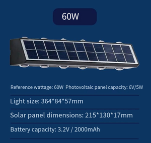 Projecteur solaire mural extérieur à <span class=keywords><strong>double</strong></span> tête LED pour cour, jardin, villa, allée, éclairage haut et bas - Product Image 1