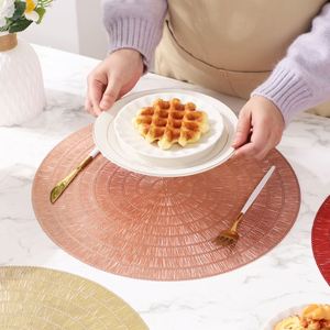 PVC <b>Circular</b> Material 38cm Circle Heat Insulation <b>Placemat</b> High-end Table Decoration Pad - Product Image 2