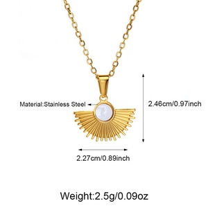 Collar Coreano de Acero Inoxidable con Colgante, Elegante Collar de Oro Sólido de 14K para Mujeres y Niñas - Product Image 6