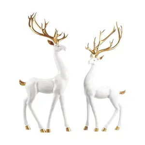 2022new hotel desk Interior Modern Table art resin craft life size statues home decor gold deer